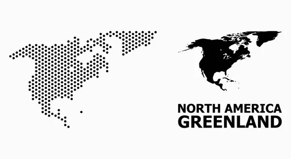 Gestippelde patroon kaart van Noord-Amerika en Groenland — Stockvector
