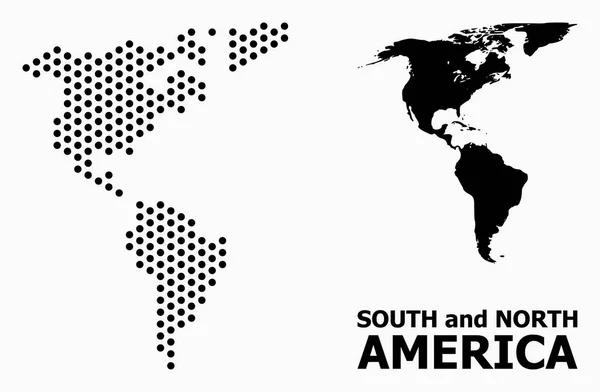 南米と北米のピクセルモザイクマップ — ストックベクタ