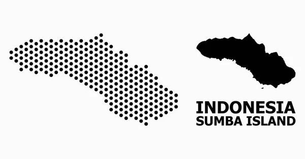 Peta Pola Piksel Pulau Sumba - Stok Vektor