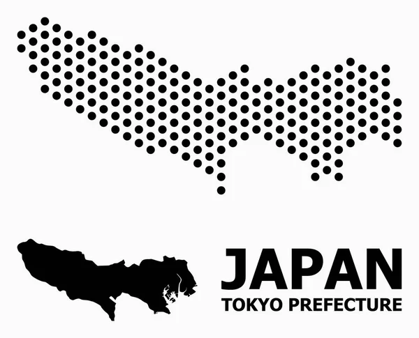 東京都のドットモザイク地図 — ストックベクタ