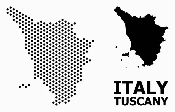 Prickig mosaik karta över Toscana — Stock vektor