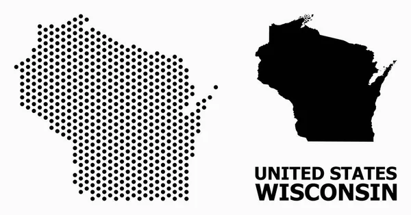 Mappa Dot Pattern dello Stato del Wisconsin — Vettoriale Stock