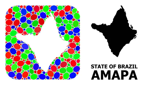 Mosaikhål och fast karta över Amapa State — Stock vektor