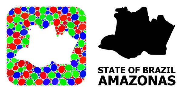 Mosaik Stencil och solid karta över Amazonas State — Stock vektor