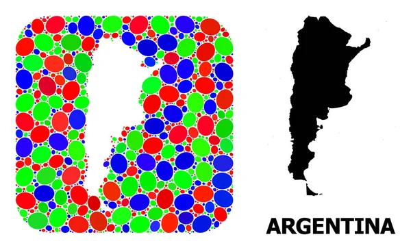 Pochoir en mosaïque et carte solide de l'Argentine — Image vectorielle