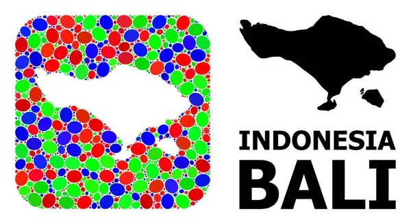 Hoyo de mosaico y mapa sólido de la isla de Bali — Vector de stock