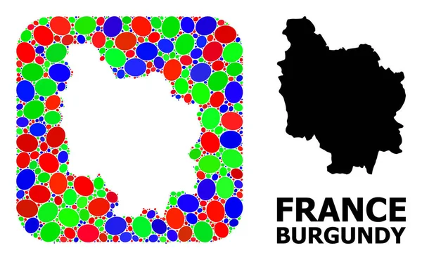 Mosaikhåla och gedigen karta över Bourgogne — Stock vektor