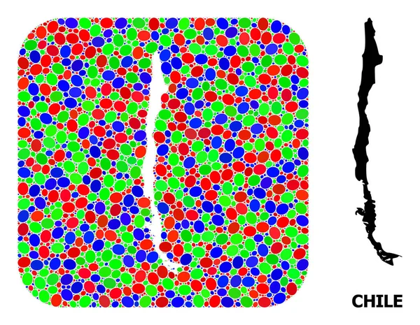 Mosaikhål och fast karta över Chile — Stock vektor