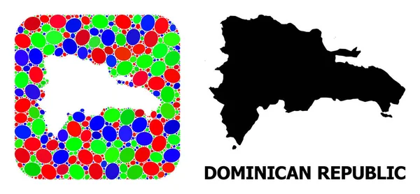 Plantilla de mosaico y mapa sólido de República Dominicana — Vector de stock