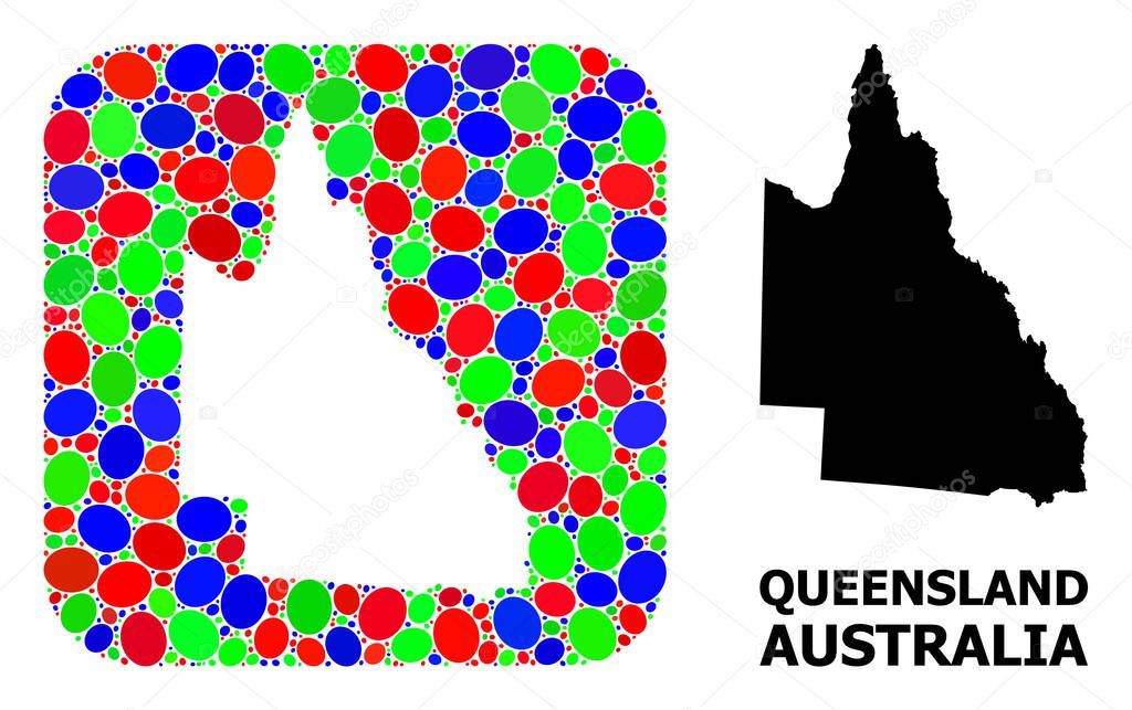 Mosaic Stencil and Solid Map of Australian Queensland