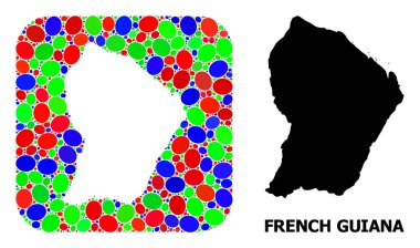 Mozaik Fransız Guyanası Şablonu ve Katı Haritası
