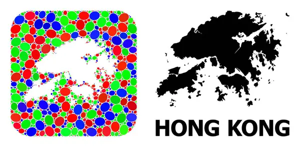 Mosaikhål och fast karta över Hongkong — Stock vektor