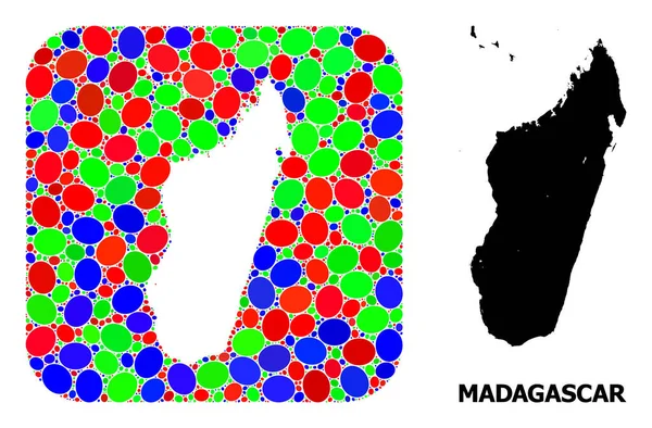 Mosaikhål och fast karta över Madagaskar — Stock vektor