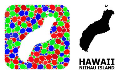 Niihau Adası Mozaik Şablonu ve Katı Haritası