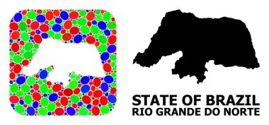 Rio Grande Do Norte Eyaletinin Mozaik Şablonu ve Katı Haritası