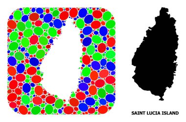 Saint Lucia Adası Mozaik Şablonu ve Katı Haritası