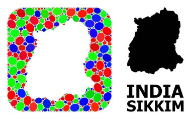 Sikkim Eyaletinin Mozaik Kalıbı ve Katı Haritası