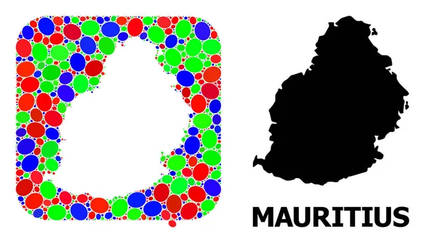 Mosaik Hål och fast karta över ön Mauritius — Stock vektor