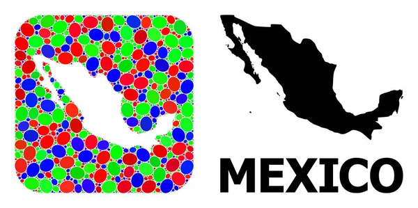 Mosaic Stencil and Solid Map of Mexico — 图库矢量图片