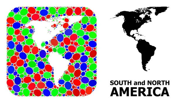モザイクホールと南アメリカと北アメリカの固体地図 — ストックベクタ