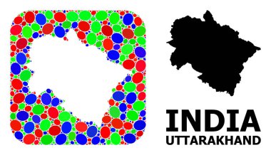 Mozaik Şablon ve Uttarakhand Devleti Haritası