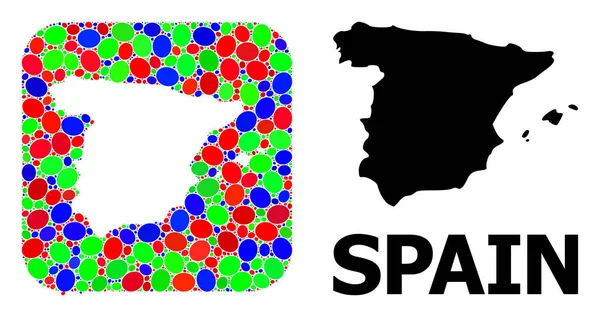 Plantilla de mosaico y mapa sólido de España — Vector de stock