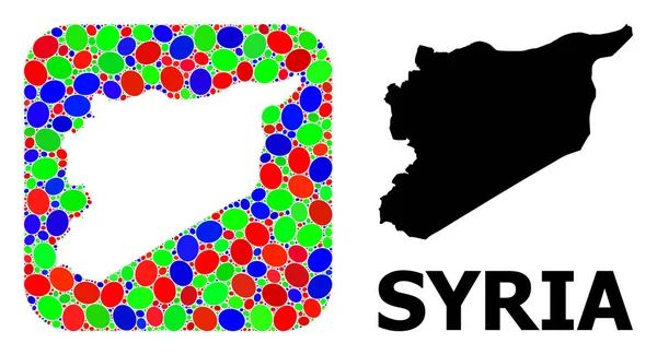 모자이크 Stencil and Solid Map of Syria — 스톡 벡터