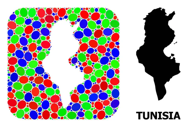 Mosaik Stencil och solid karta över Tunisien — Stock vektor