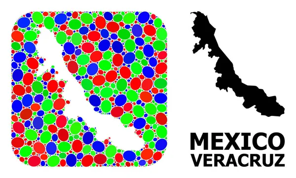 Mosaic Hole and Solid Map of Veracruz State — Stockový vektor