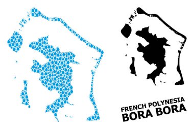 Bora-Bora Sıvı Gözyaşları ve Katı Haritasının Vektör Mozaik Haritası