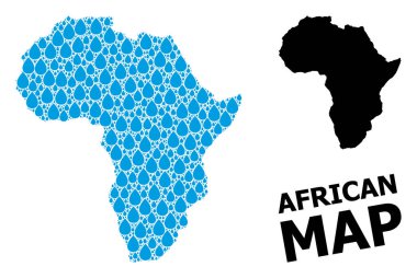 Afrika 'nın Sıvı Gözyaşları ve Katı Haritası Vektör Mozaik Haritası