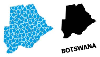 Sıvı Gözyaşları ve Solid Haritanın Botswana Vektör Kolajı