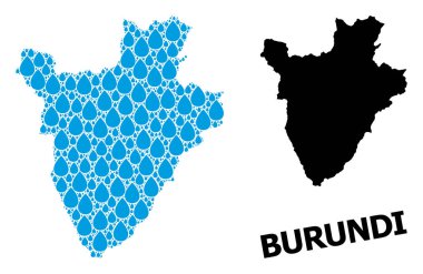Sıvı Damlalar ve Katı Harita Burundisinin Vektör Mozaik Haritası