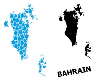 Vector Mozaik Bahreyn Su Gözyaşları ve Katı Haritası