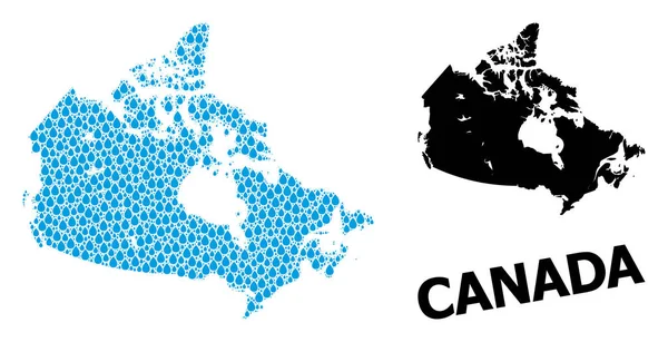 Vektorová mozaika Mapa Kanady s vodní rosou a pevnou mapou — Stockový vektor