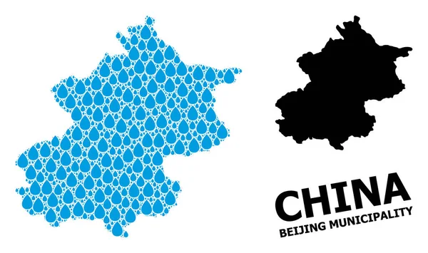 Mappa Vettoriale Mosaico di Pechino Municipalità di Gocce Liquide e Mappa Solida — Vettoriale Stock