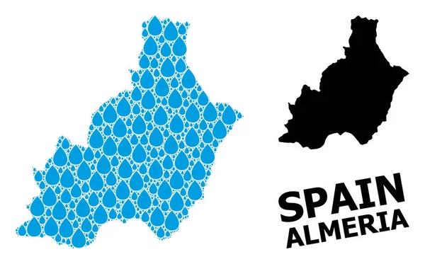 Mapa de Colagem de Vetores da Província de Almeria de Gotas Líquidas e Mapa Sólido —  Vetores de Stock