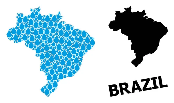 Mapa mosaico vectorial de Brasil de gotas líquidas y mapa sólido — Archivo Imágenes Vectoriales