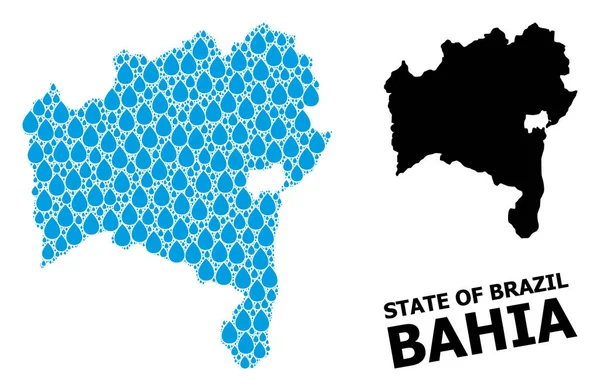 Vektor Collage Karta över Bahia State of Water Drops och Solid Map — Stock vektor