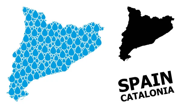 Vector Collage Mapa de Cataluña de Lágrimas Líquidas y Mapa Sólido — Archivo Imágenes Vectoriales