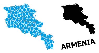 Ermenistan 'ın Sıvı Gözyaşları ve Solid Haritası Vektör Mozaik Haritası