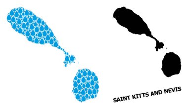 Saint Kitts 'in Vektör Kolajı ve Su Gözyaşları Nevis ve Katı Harita