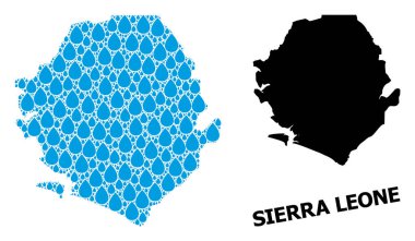 Sıvı Delikler ve Katı Haritalar İçin Sierra Leone 'nin Vektör Mozaik Haritası