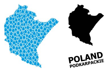 Podkarpackie 'nin Su Damlaları ve Solid Haritası Vektör Mozaik Haritası