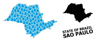 Sao Paulo Sıvı Damlaları ve Katı Haritanın Vektör Kolajı