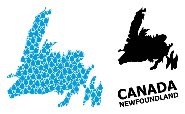 Vector Collage Map of Newfoundland Island of Water Dews and Solid Map — стоковий вектор