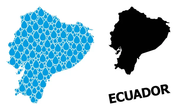 Vector Collage Mapa de Ecuador de Lágrimas de Agua y Mapa Sólido — Vector de stock