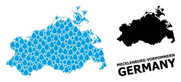 Vektormosaik-Karte von Mecklenburg-Vorpommern Land der flüssigen Tau und feste Karte — Stockvektor