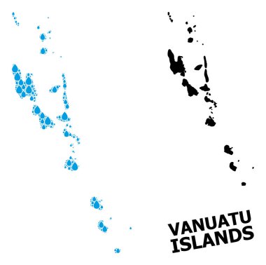 Sıvı Düşüşler ve Katı Harita Vanuatu Adaları Vektör Kolajı Haritası