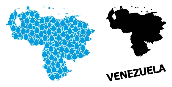 Carte vectorielle de mosaïque du Venezuela de rosée d'eau et carte solide — Image vectorielle